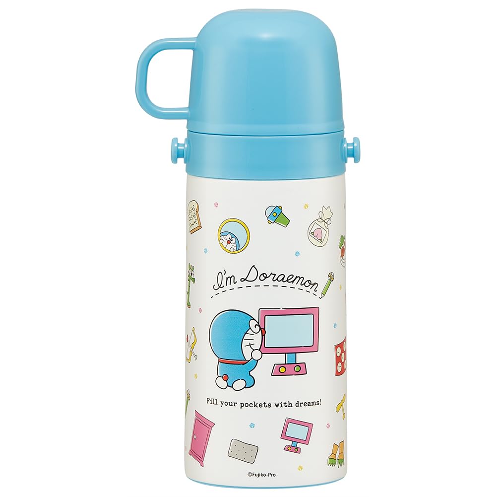 Skater Stainless Steel Water 420ml 350ml Doraemon Line Sanrio Small Water Sports Water Kids' Bottle, 2-Way Design, (Direct Drinking), (Cup Drinking),