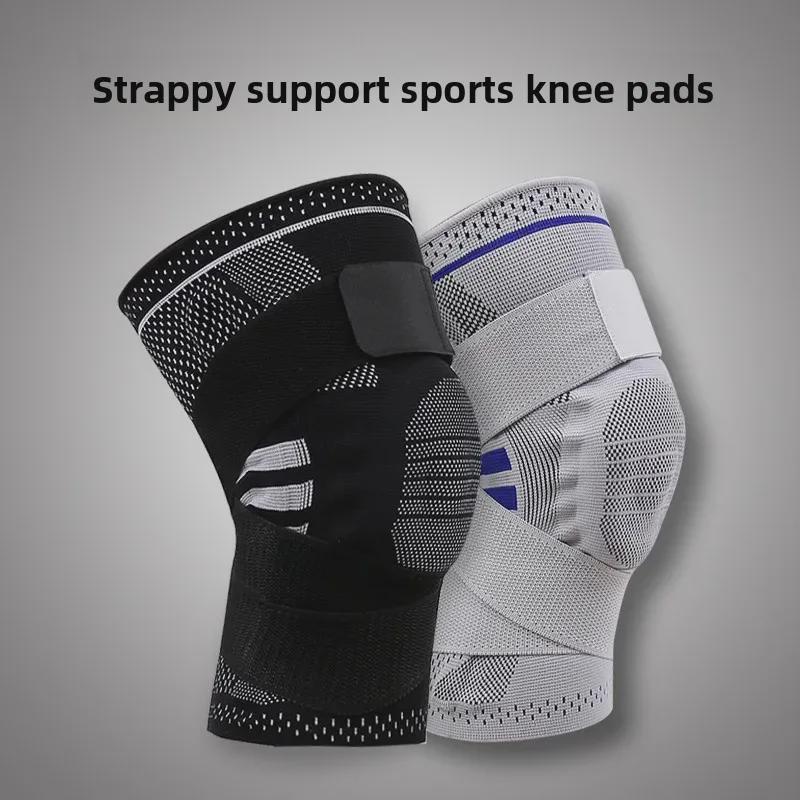 Silicone Shock Absorption Knee Pads with Strap Support for Outdoor Sports