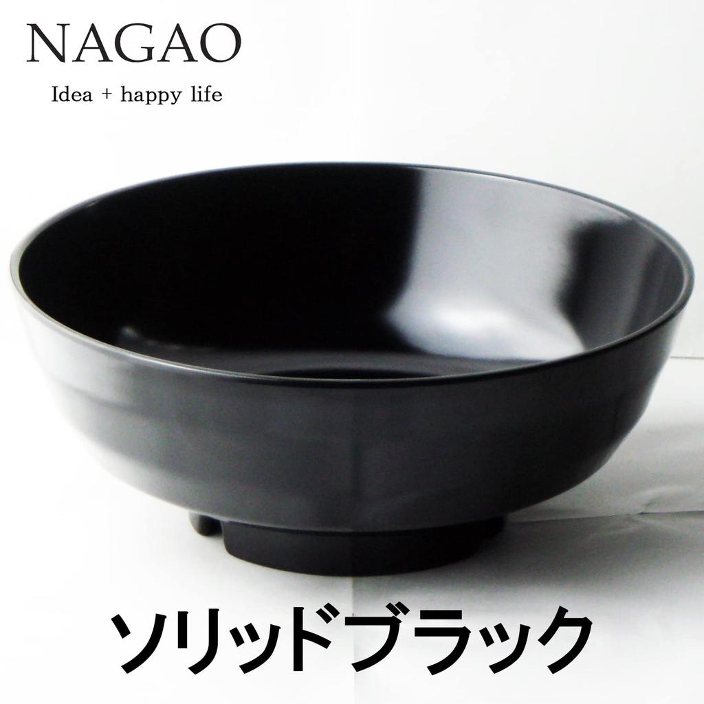 Nagao Unbreakable Ramen Extra Solid Dishwasher Made in Japan Bowl, Large, 1900ml, Black, Megamoridon, Safe,