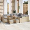 Garden Sofa Set with Cushions 13 Pcs Beige Poly Rattan