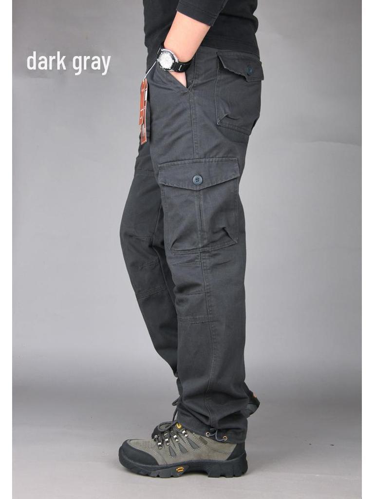 Men's Multi-pocket Cotton Cargo Pants: Spring/Autumn Loose Fit