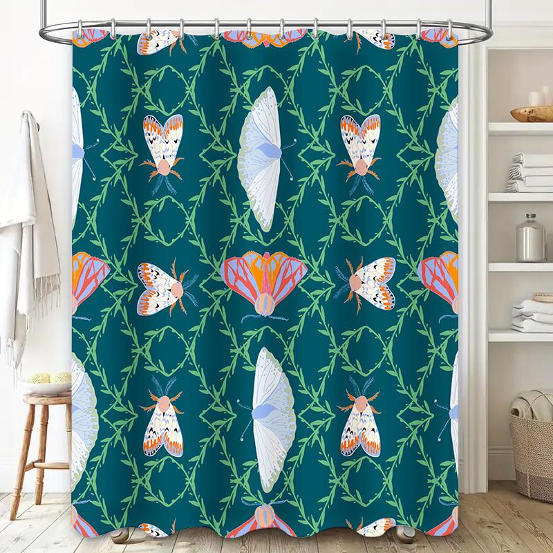 Colorful Butterfly Waterproof Shower Curtain Fabric Bath Decor Customizable Printing 180cm Blue White Green Red Orange Purple Gr