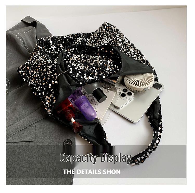 Handtasche im koreanischen Stil mit Pailletten für die Achselhöhle - Damen-Tragetasche mit großem Fassungsvermögen für den Herbst