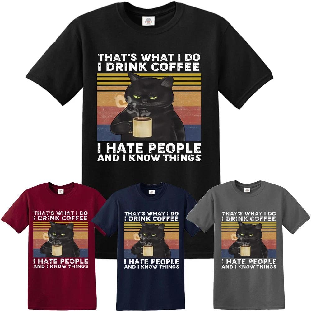 Thats what i do i drink coffee i hate people vintage tshirt cat kitten retro 2XL