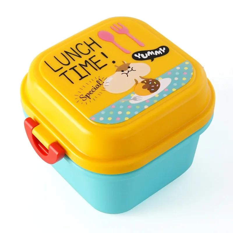 Healthy Plastic Lunch Bento Boxes, Food Container, Dinnerware, Cartoon Lunch Box for Kids and Children, Microwave Oven Lunchbox
