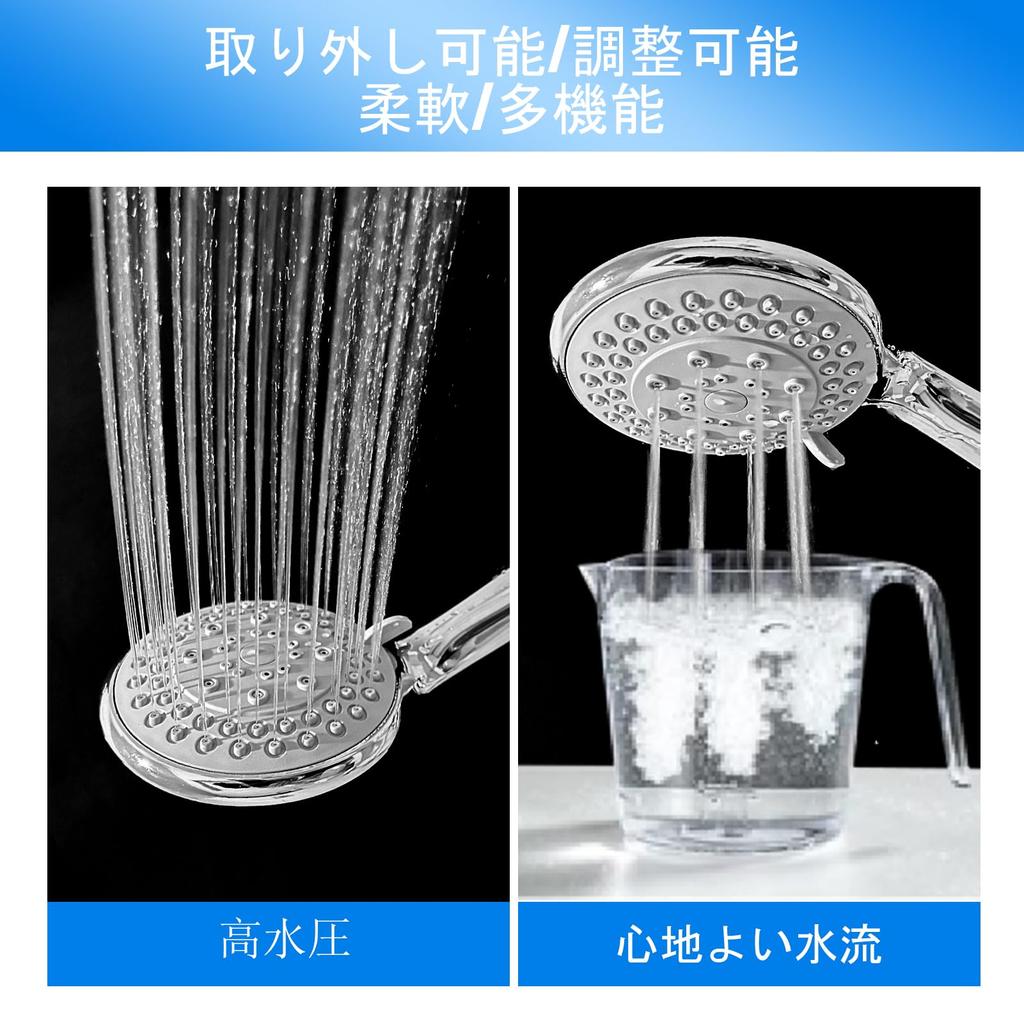High Water Shower Head with Hose Handheld Shower with 143cm Stainless Steel Hose and Holder Pressure, 5-step Mode, Water-saving