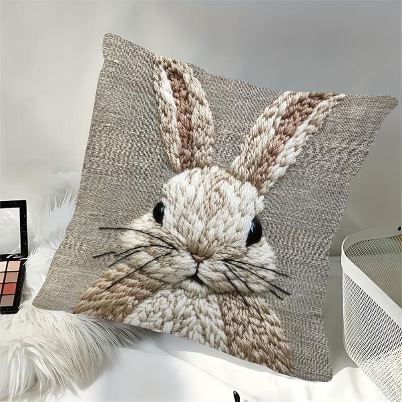 Jessica Chen Unisex Bunny Throw Cushion Covers Chair Living Room Pillowcase Cozy Zipper Sofa Pillow Covers Animal Bedroom Indoor Home Decor