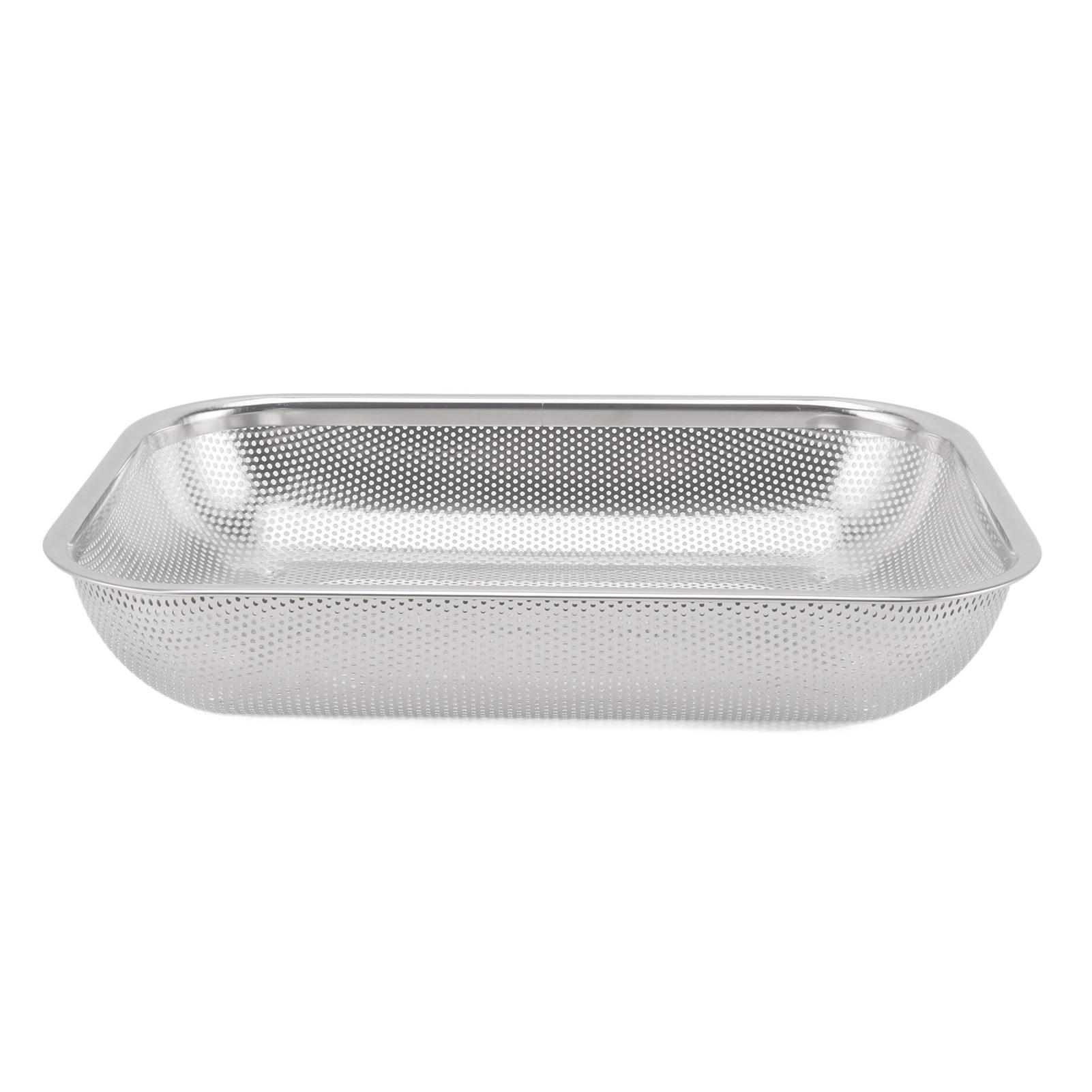 

Прямоугольная корзина-дуршлаг для фруктов и овощей, прямоугольная корзина-дуршлаг из нержавеющей стали для масла S 100x40x0.3cm / 39.4x15.7x0.1in