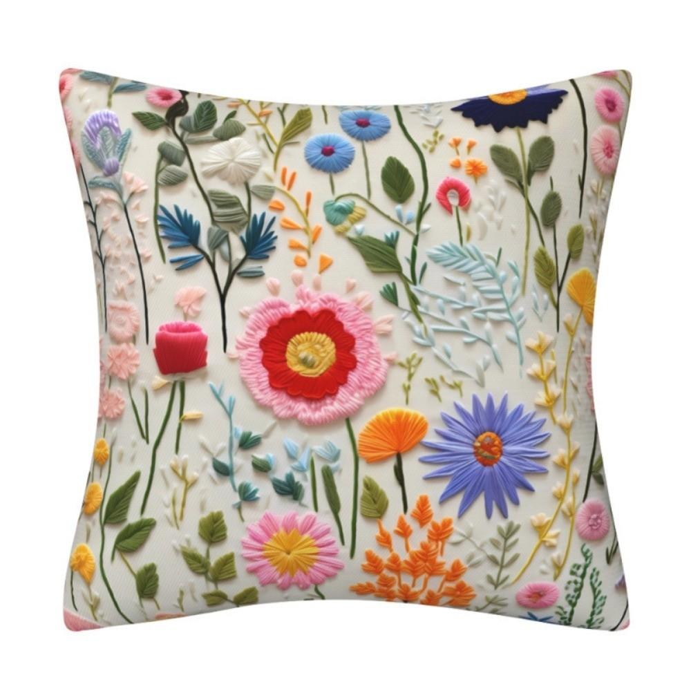 Flower Pattern Pillow Covers 3D Embroidered Throw Pillow Covers New Cushion Covers Home Decor