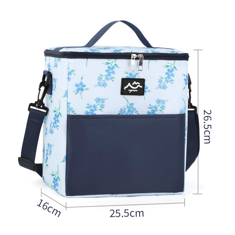 Large Capacity Color Block Insulated Crossbody Lunch Bag for Office & Outdoor Use white