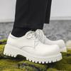 Fashion Thick Sole Casual Genuine Leather Dress Shoes Men Platform Heighten Japan Harajuku Korean Streetwear Fashion Shoes White