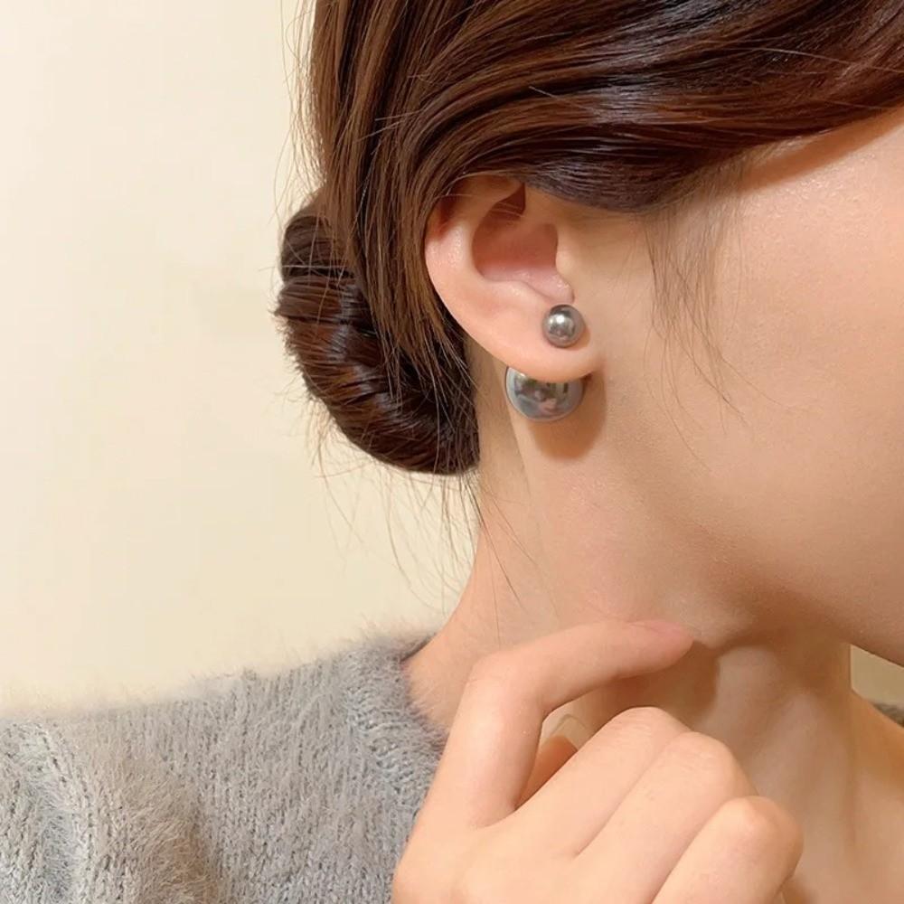 Fashion Double-Sided Pearl Stud Earrings Elegance Simple Women's Earrings Luxury Minimalist Design Pearl Earrings