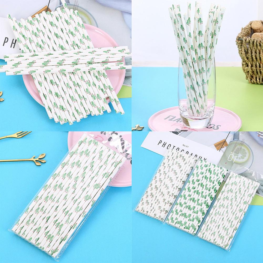 Cute Environmental Disposable Paper Straw Bar  Party Straw 25 Sticks(