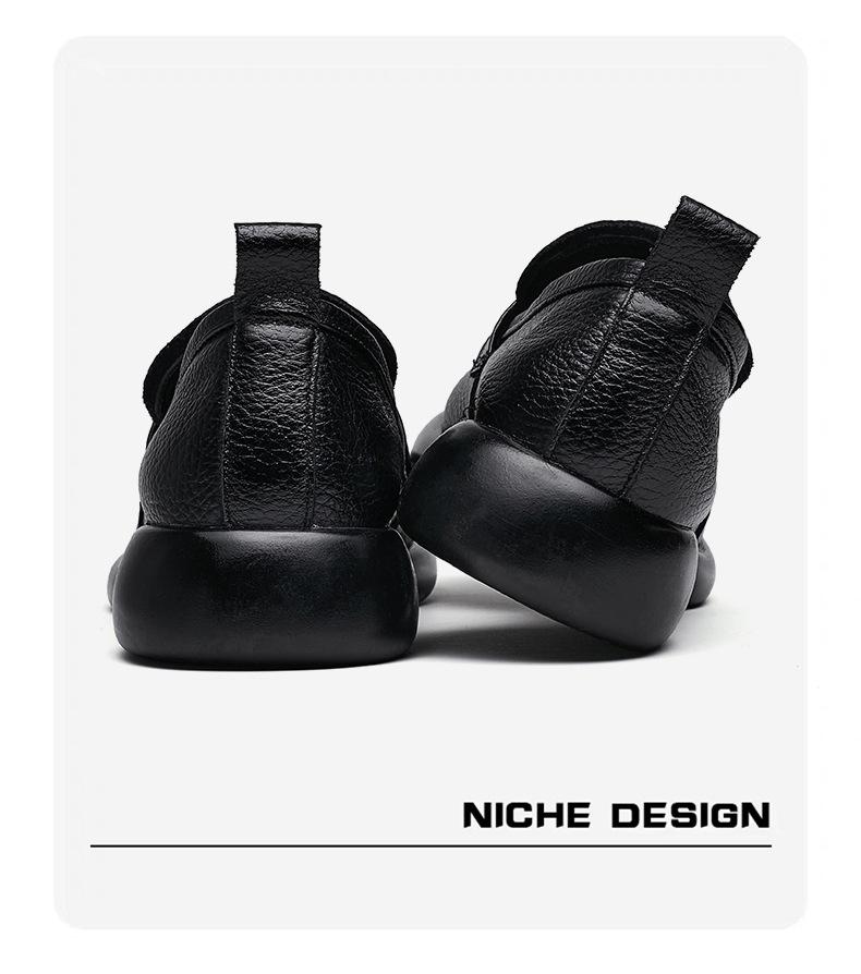 Genuine Leather Soft Sole Loafers for Women - Plus Size 43, Comfortable Slip-On Shoes with Thick Soles for Middle-Aged and Elderly