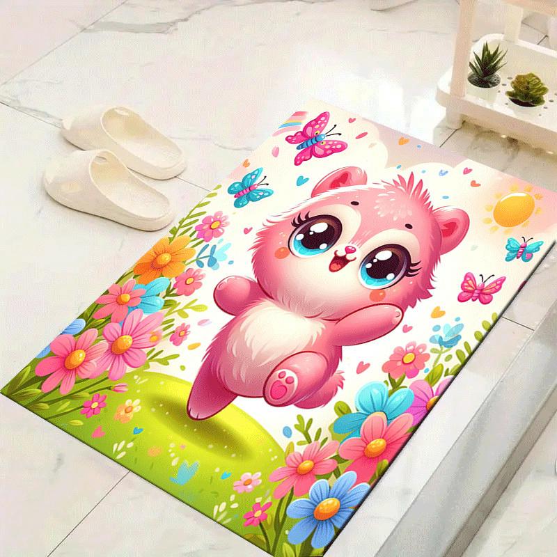 

1pc Pink Bear Print, Design Indoor Area Rug, Soft, Anti-Slip, and Durable Gaming Room Decor for Bedroom, Living Room, and Exercise Rugs, Per 60cm by 90cm