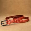 Hand-woven Leather Belt Women's Retro Casual Pin Buckle Hollow Women's Belt