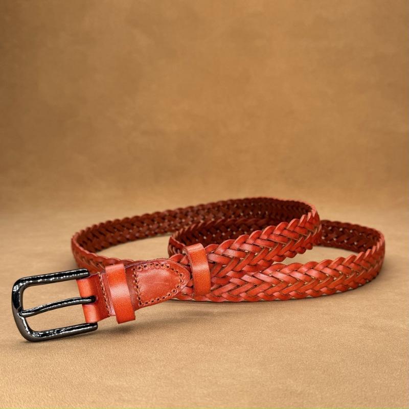 Hand-woven Leather Belt Women's Retro Casual Pin Buckle Hollow Women's Belt