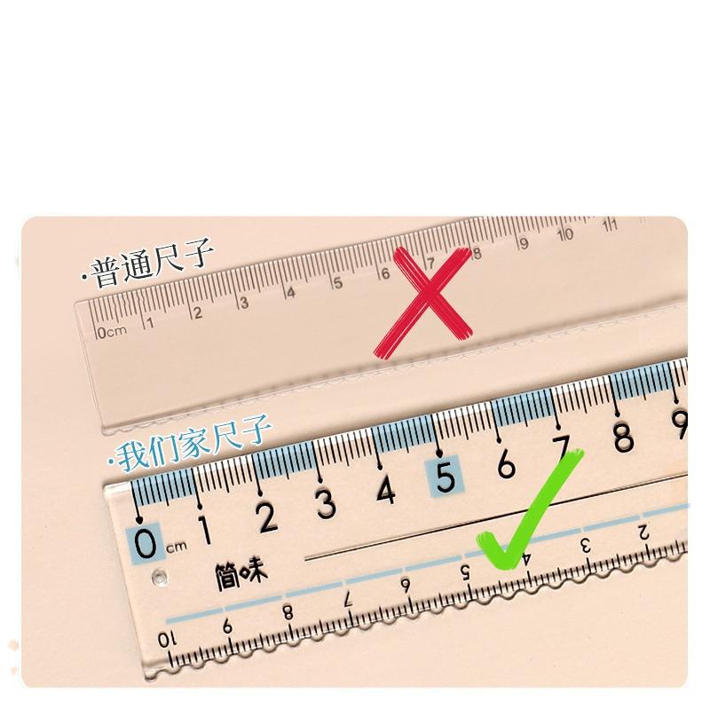 Student Anti-Myopia Ruler Set: Straight & Wavy Line Transparent Rulers, Thickness Enhanced, 15/20cm for Exams.