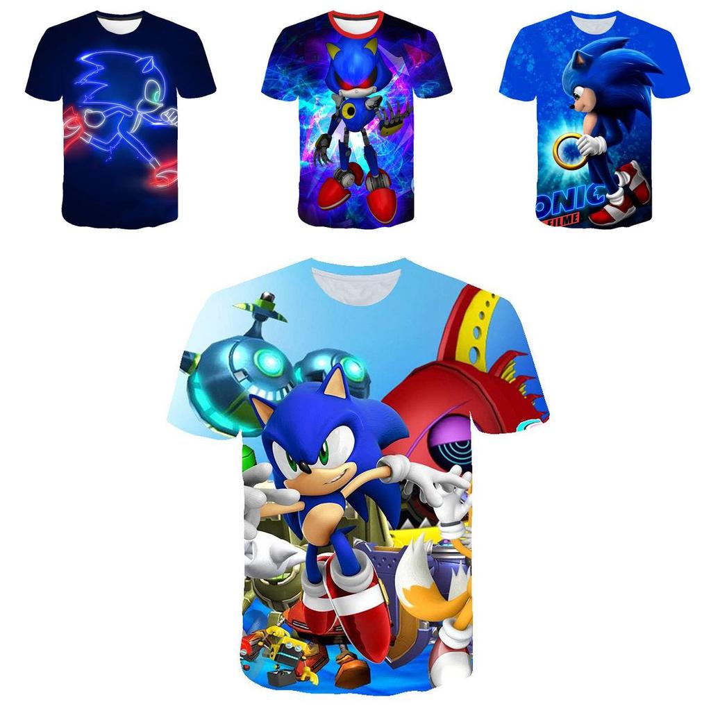 Stylisches Sonic The Hedgehog Kinder T-Shirt Mit Buntem Cartoon-Design Für Jungen Und Mädchen