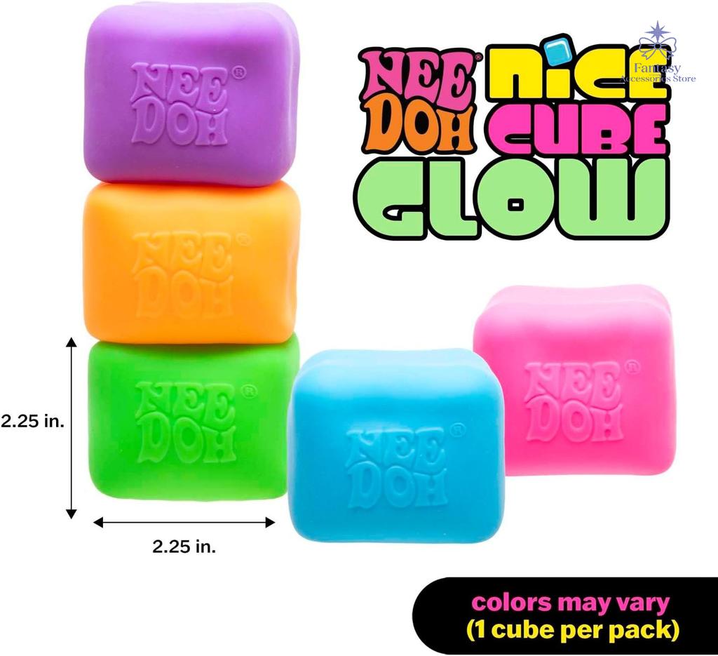 Schylling Needoh Nice Cube Leuchtwürfel – Sensorisches Spielzeug mit super festem, weichem Inneren – leuchtet im Dunkeln und kehrt immer in seine quadratische Form zurück.