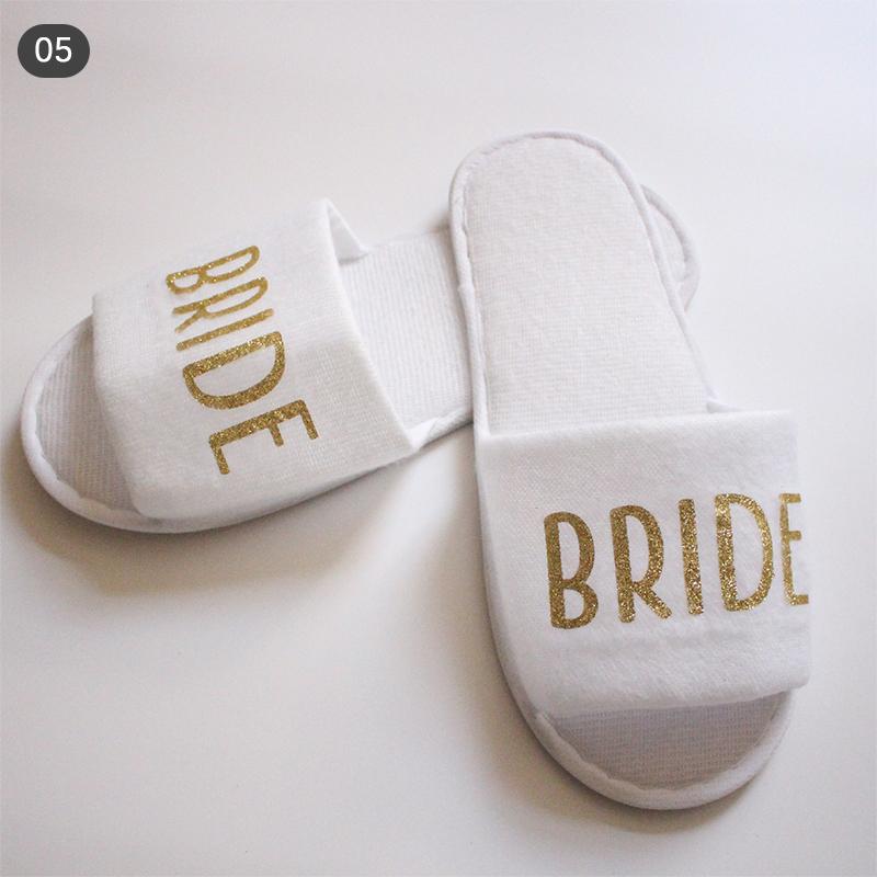 1Pair Bride Slippers Shower Gift Bridesmaid Disposable Slippers Wedding Party
