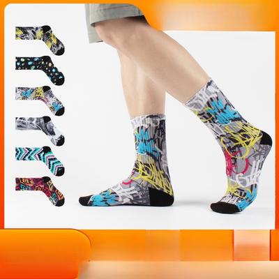 360 Digital Print Socks Tide Socks Heat Sublimation Tie Dye 3d Print Cotton Socks Men's Summer