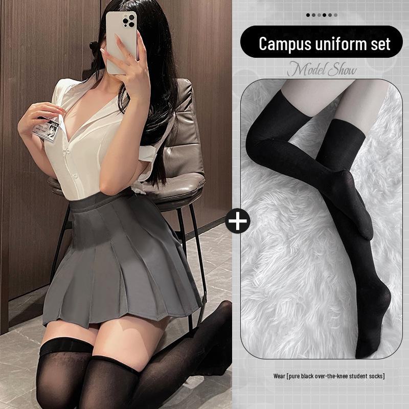 Xianyi Japanese Style Pleated Skirt & Short-Sleeved Shirt JK Uniform for Women