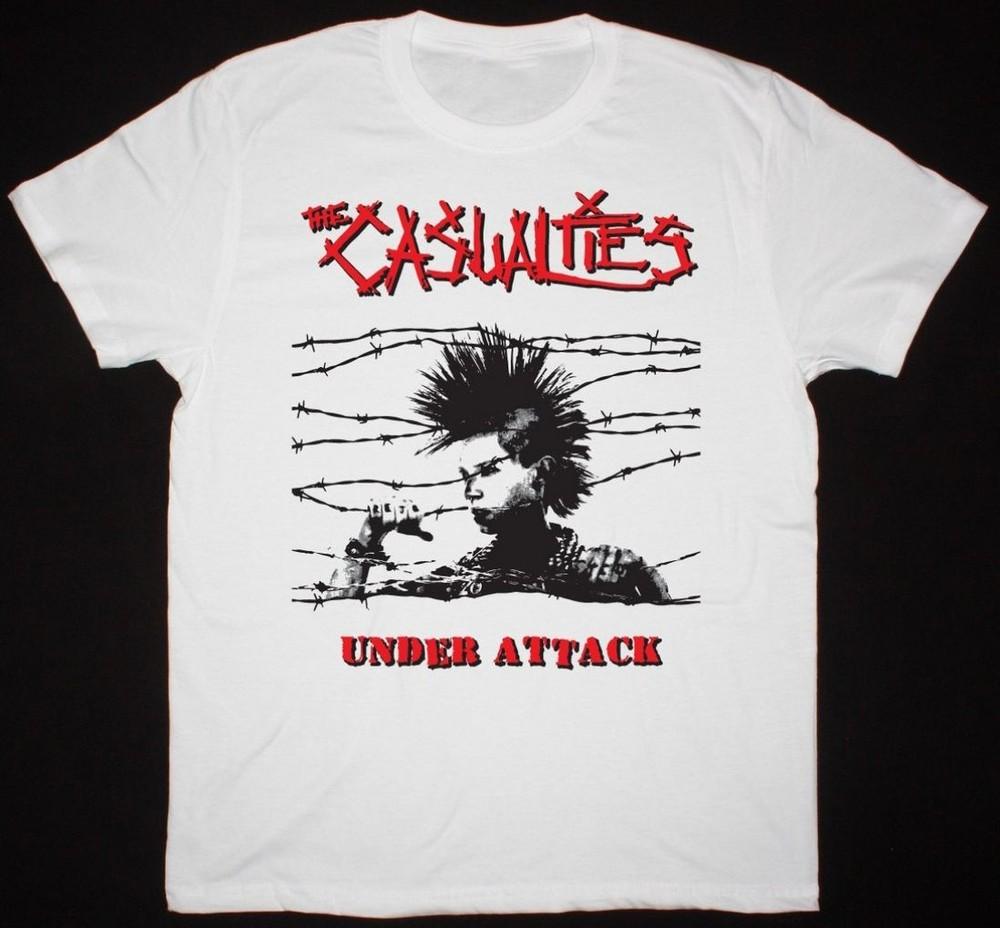 Vtg The Casualties UNDER ATTACK Cotton White T Shirt Unisex All Size TT53 Unisex T-Shirt XL