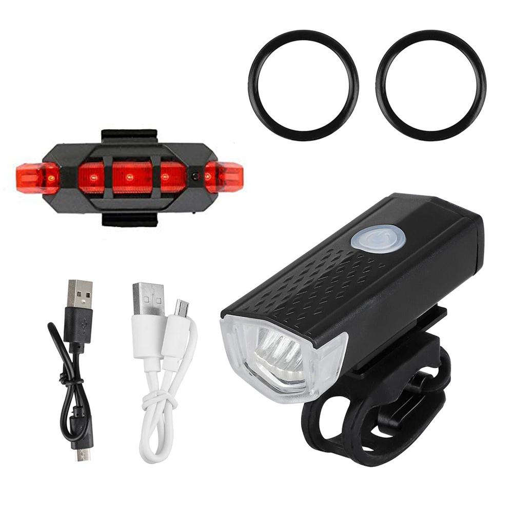 Bike Light Set Front Light with Taillight USB Rechargeable Easy To Install 3 Modes Bicycle Accessories for the Bicycle Road MTB