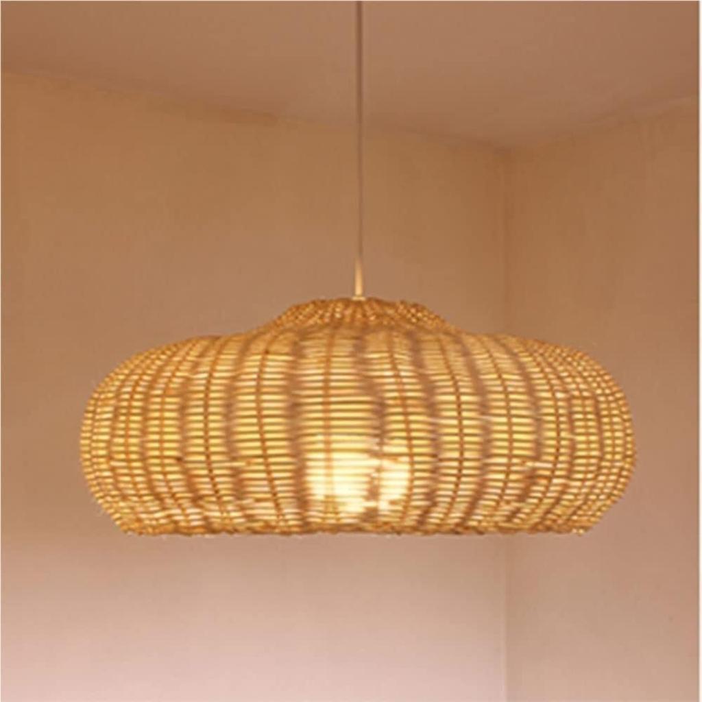 JOYINLED Modern Rattan Chandelier, Southeast Asian Style Hand Woven Bamboo Pendant Light Kitchen Island Dining Room Living Room