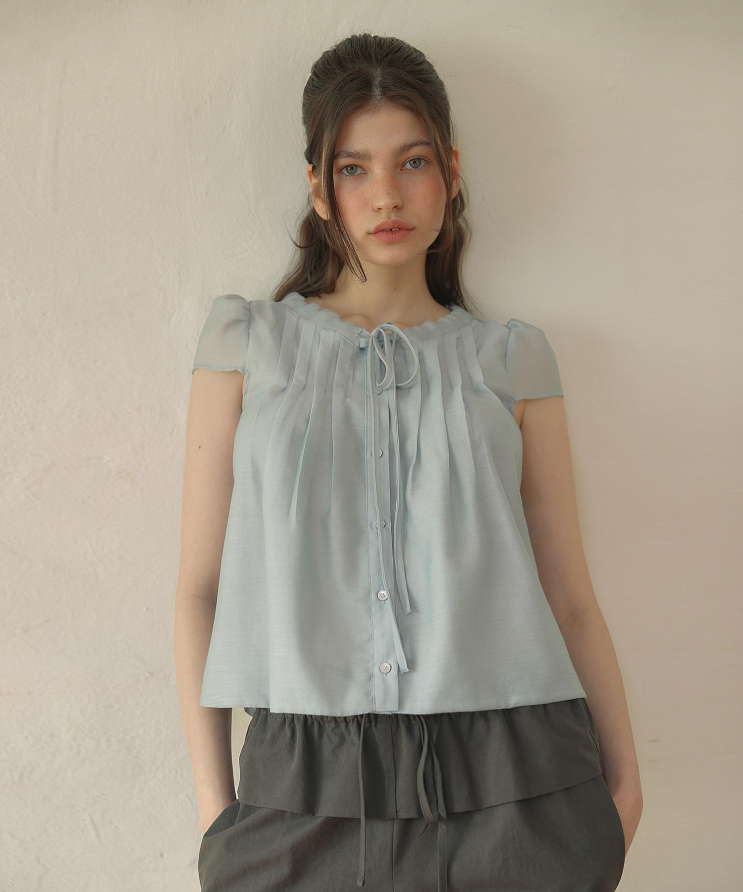 Auro Chiffon Tie Blouse [ Pale Blue ]