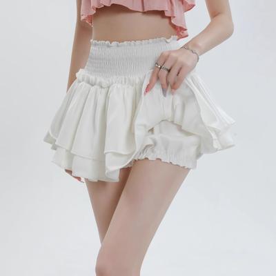 Letní letní mini sukně s vysokým pasem a volánky, krátké šaty s lolitou a vysokým pasem