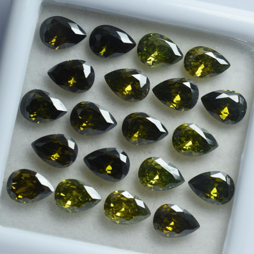 Natural Green Sapphire Loose Gemstone 21 pcs Pear Cut 6x5 mm Lot September Birthday Birthstone