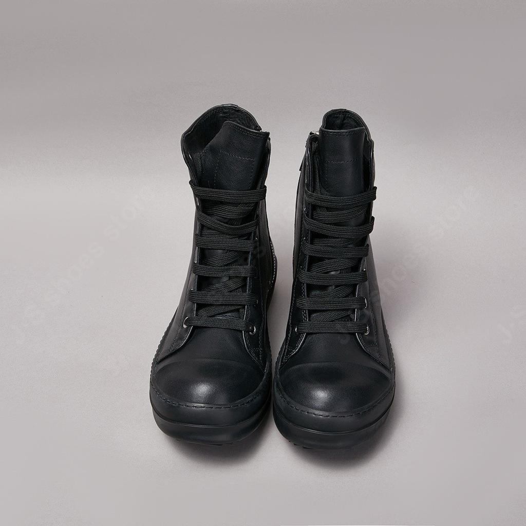 R-o Luxury Shoe Men High Top Shoes Full Black Leather Boots Women Sneaker Black Cowhide Casual Sneakers Lace Up Ankle Boot