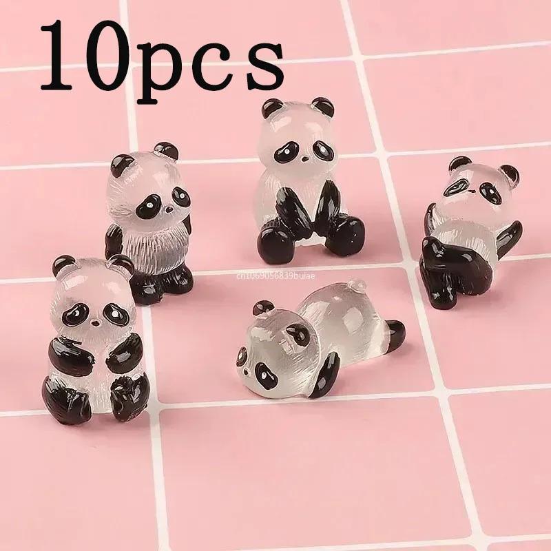 1-10pcs Glowing Panda Mini Figurines Miniature Panda Micro Landscape Ornament Glowing In Dark Miniature Flower Potted Decor