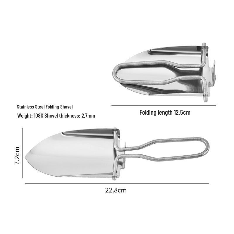 Stainless Steel Portable Folding Shovel for Flour, Grains, Cereals, and Ice Cubes