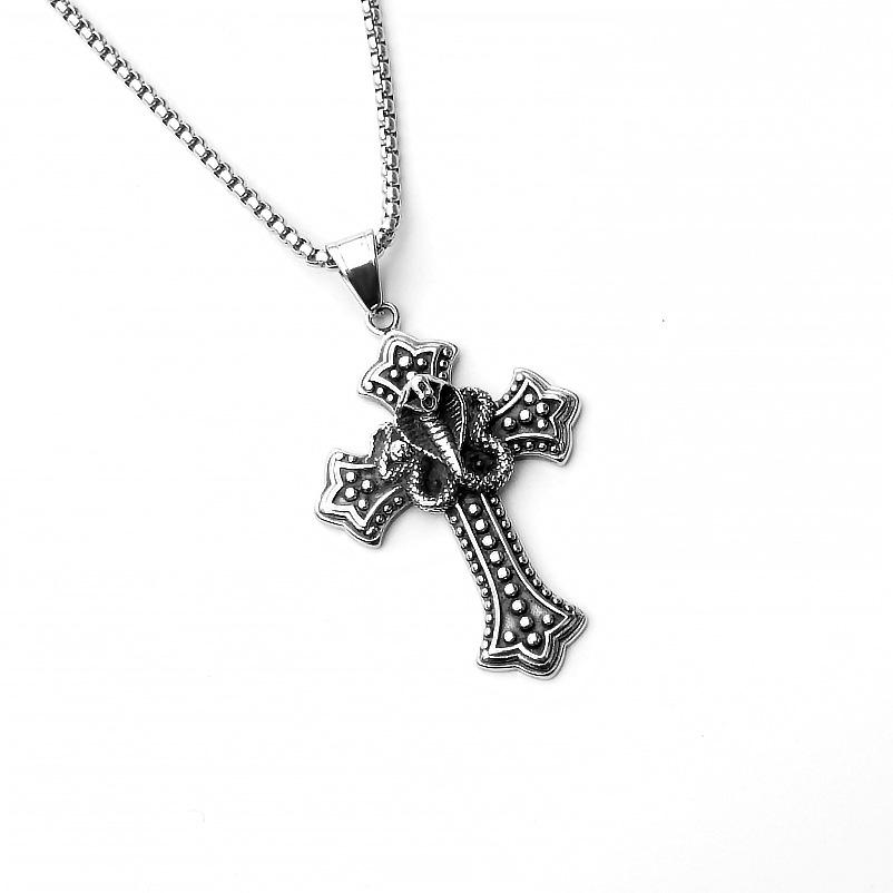 Hip-Hop Zodiac Year of the Snake Pendant: Cobra King Necklace for Men & Women - Stainless Steel Animal Jewelry