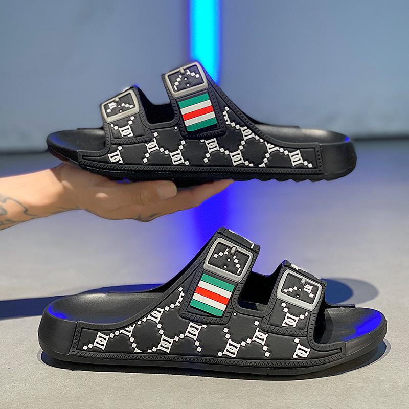 One-word drag men's high-grade deluxe version goes out to wear home out fashion Korean version indoor sandals slippers