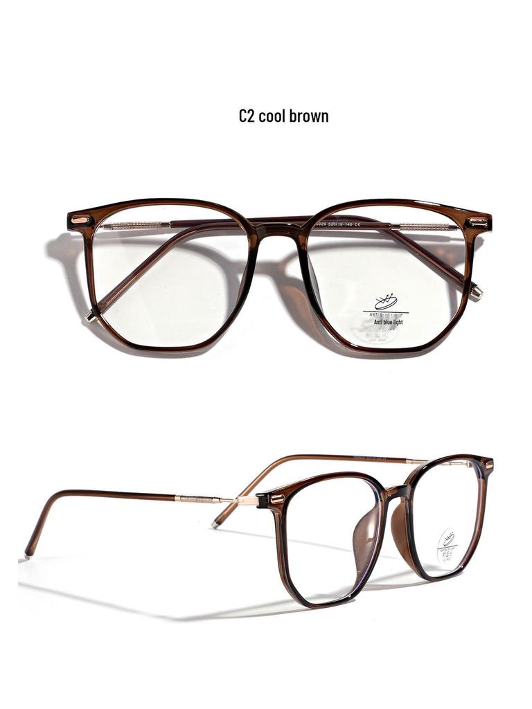 Xunge Retro Tea-Colored Flat Lens Glasses for Women