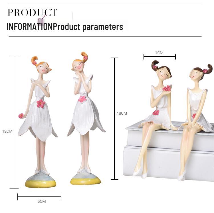 White Angel Sitting Fairy Doll - Handmade Resin Ornament for Home Decor