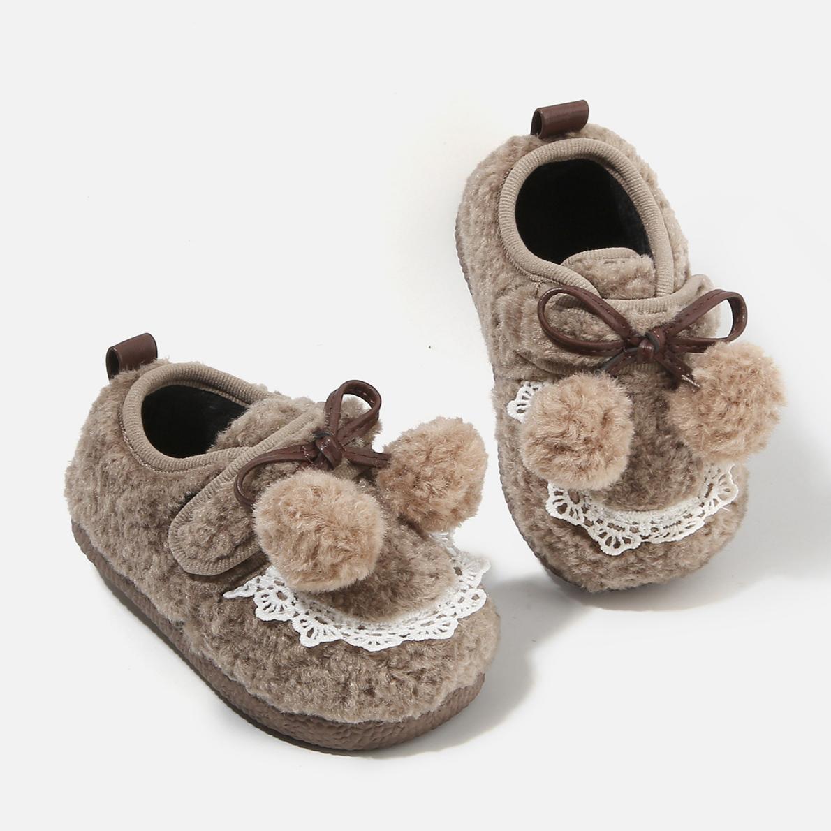 

Зимние мокасины для девочек Детские флисовые туфли для малышей Хлопковые туфли на мягкой подошве 26 верблюд