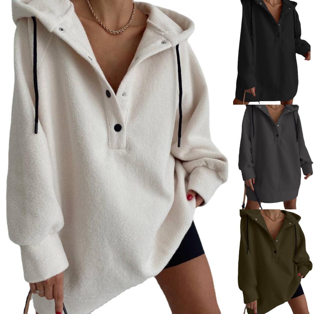 Women's Long-sleeved Loose Casual Hooded Fleece Sweatshirt Top