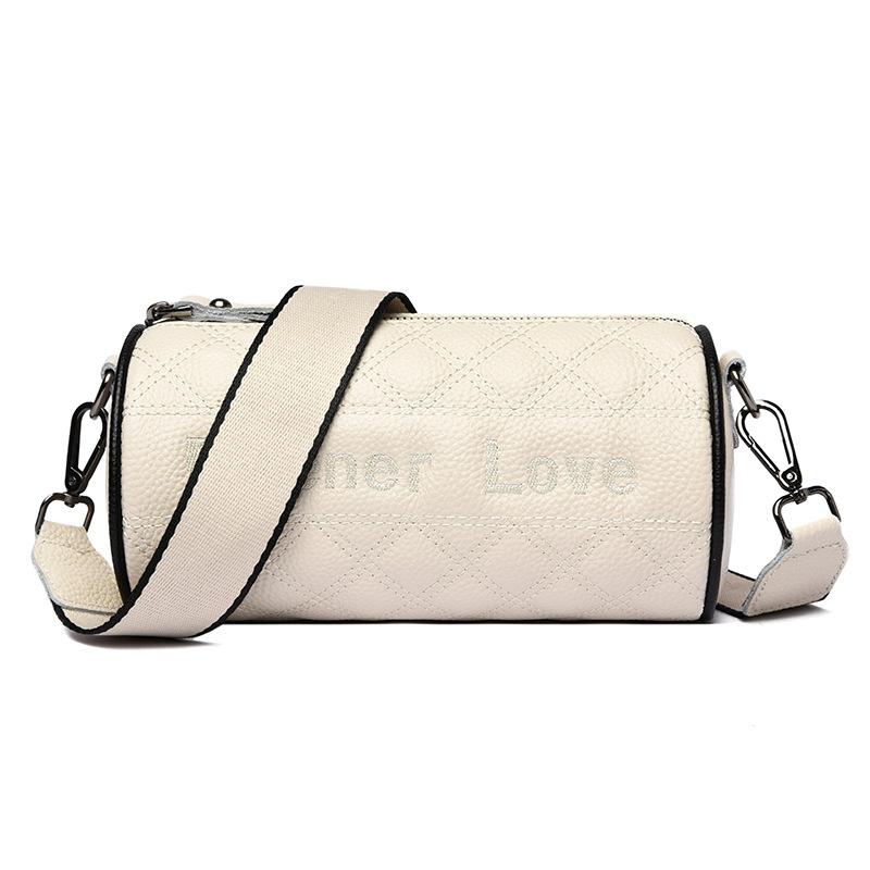 Кожаная женская сумка ромбовидная сумка-цилиндр новая модная модная вышитая нитками сумка через плечо мессенджер сумка из кожи первого слоя сумка-подушка белый