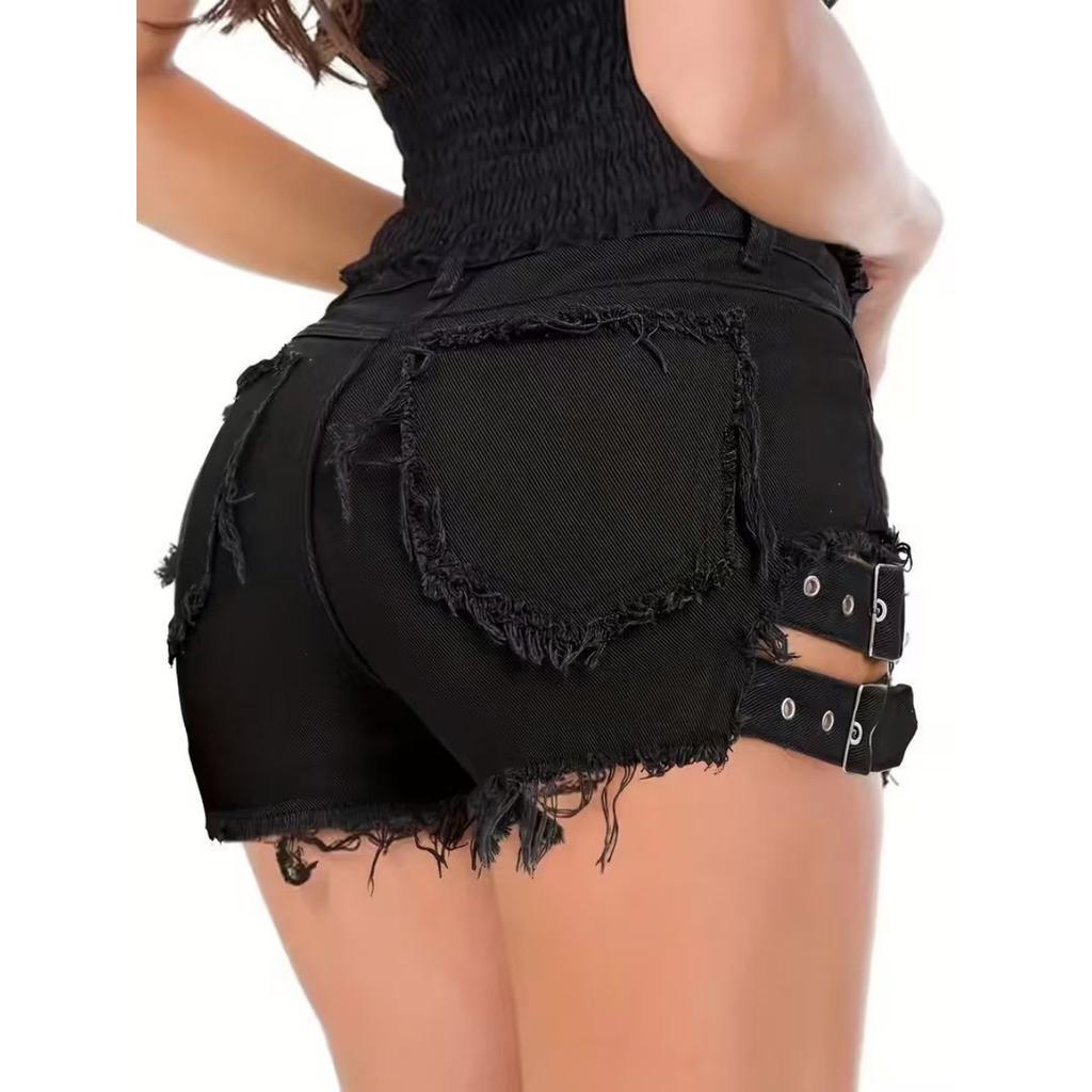 VIONA Sommer Vintage Trend Heißes Mädchen Harajuku High Waist Unregelmäßige Jeansshorts Goth Rock Sexy Damen Shorts Schlankmachend Vielseitig