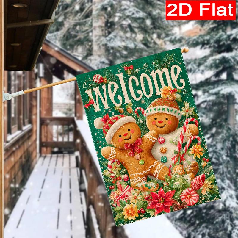 1pc of Christmas Gingerbread Man Garden Flag, Size , Suitable for Home, Yard, And Outdoor Decoration, Flag Only