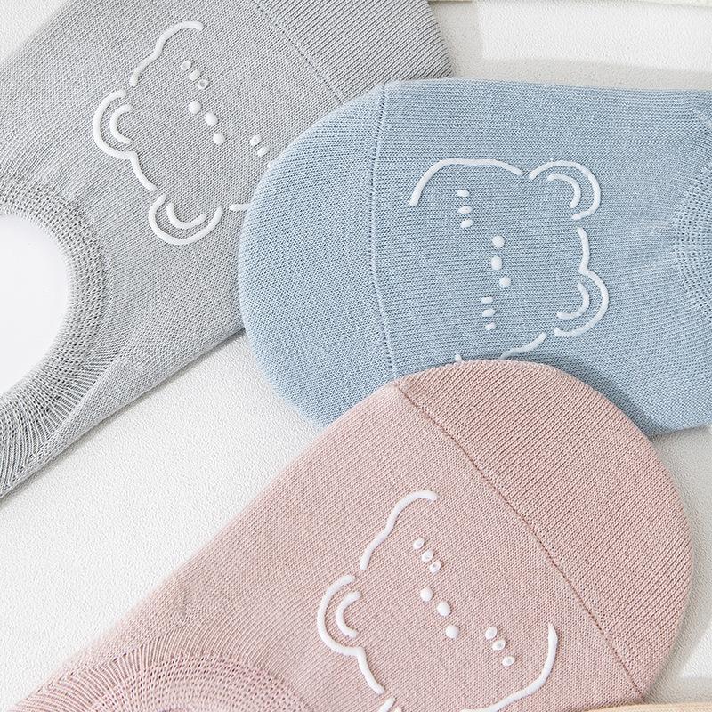 Summer Light-colored Invisible Boat Socks for Women, Cartoon-breathable Silicone Anti-slip, Shallow Girls' Short Socks