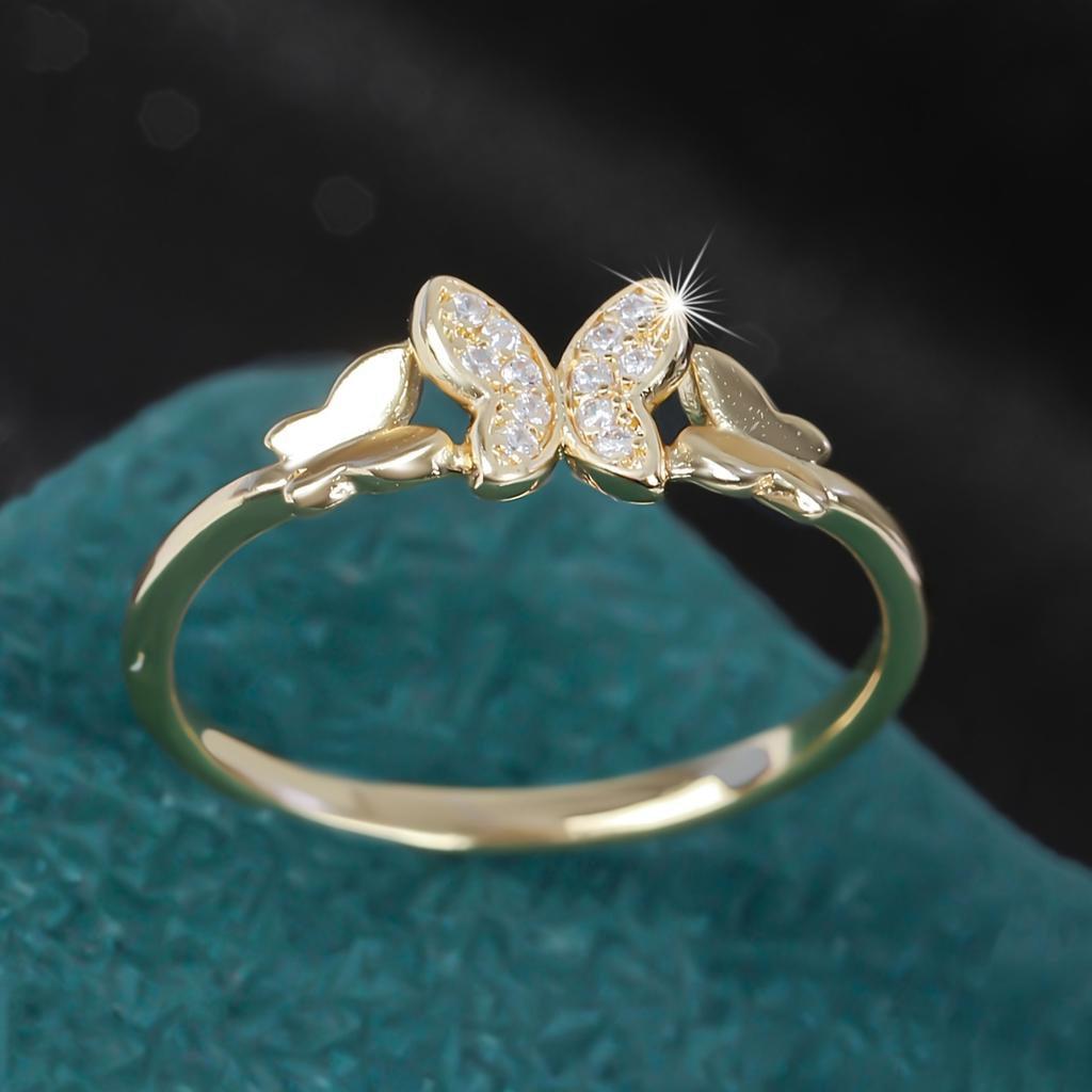 Women's Fashionable Simple and Unique Creative Butterfly Micro-Inlaid Zircon Ring, A Commemorative Gift for Friends During Graduation Season