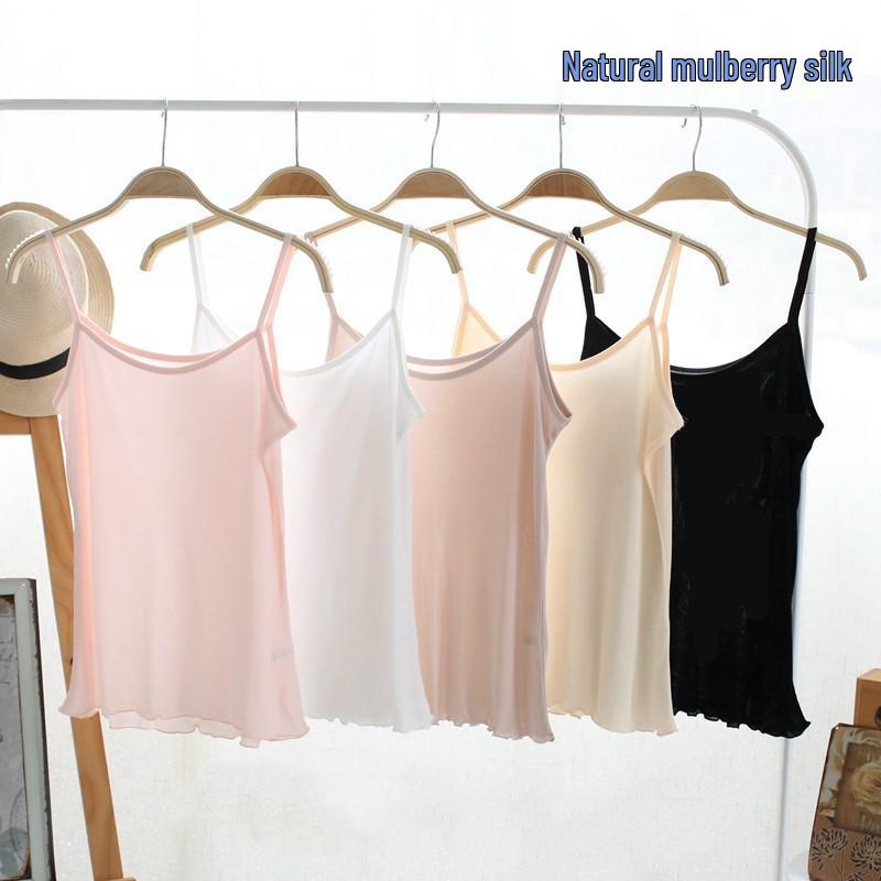 Women's Mulberry Silk Camisole - Solid Color, Sleeveless, Versatile Inner/Outer Wear