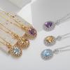 S925 Sterling Silver Natural Amethyst Citrine Topaz Colored Treasure Necklace Women'S Light Luxury Fashion Sense