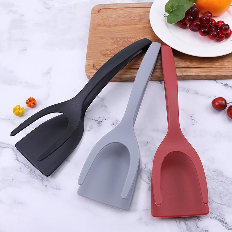 2 in 1 Nylon Griff Klappzange Eierpfannwender Zange Steakpfannwender Französische Klemme Pfannkuchen Bratwender Küchenartikel Küchenzubehör
